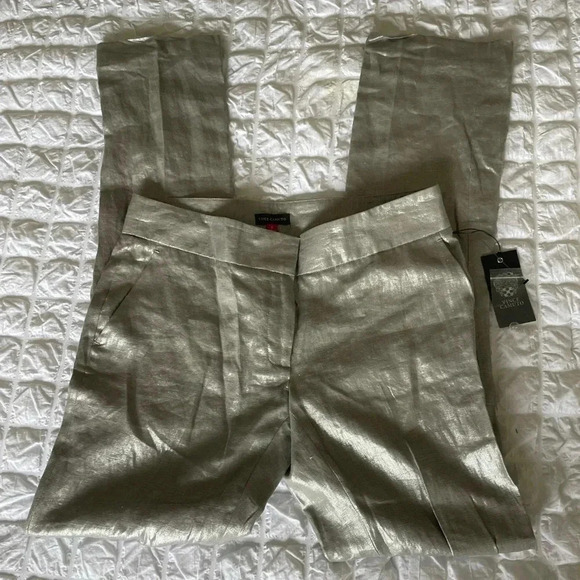 Vince Camuto silver 100% linen pants - Picture 3 of 10